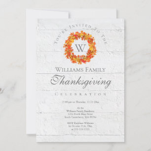 Simple Rustic Fall Wreath Invitation