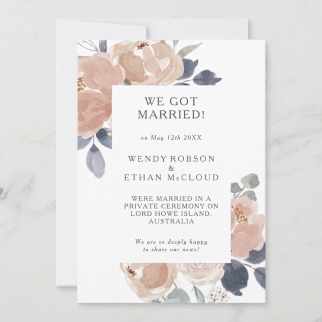 Simple Rustic Floral Elopement Announcement (Front)