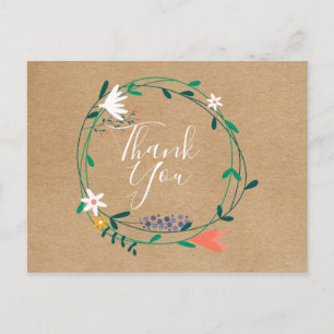 Simple Rustic Floral Garland Business Thank You Postcard