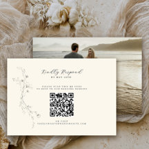 Simple Rustic Floral Minimalist QR Code Photo