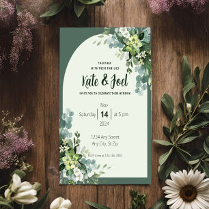 Simple Rustic Floral Wedding Invitation