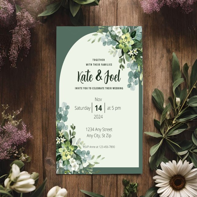 Simple Rustic Floral Wedding Invitation (Creator Uploaded)