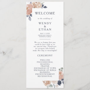 Simple Rustic Floral Wedding Program