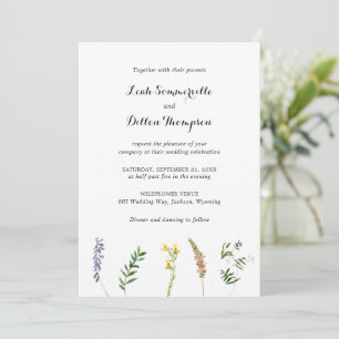 Simple Rustic Floral Wildflower Elegant Wedding Invitation