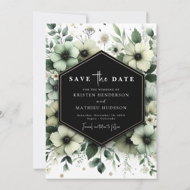 Simple Rustic Flowers Sage Green Wedding Save The Date (Front)
