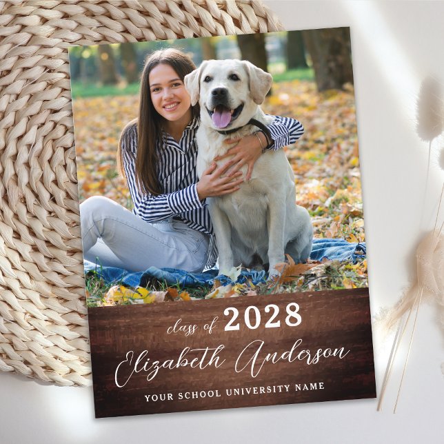 Simple Rustic Graduate Photo Custom Graduation Invitation Postcard (Creator Uploaded)