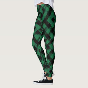 Simple Rustic Green Plaid Leggings
