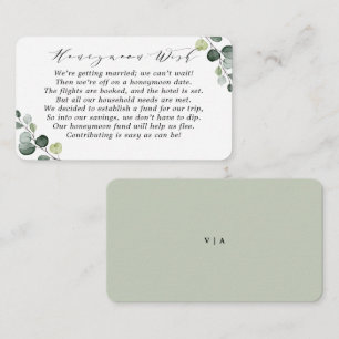 Simple Rustic Greenery Eucalyptus Honeymoon Wish  Enclosure Card