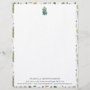 Simple Rustic Greenery   Monogram Letterhead