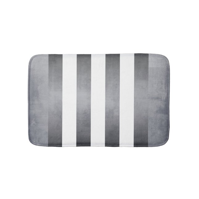 Simple rustic Grey Abstract striped Bath Mat (Front)