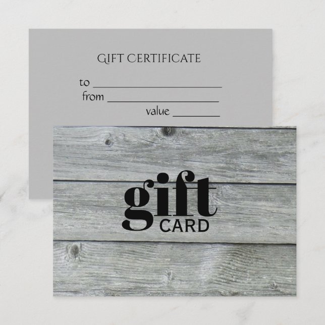 Simple Rustic Grey Beauty Custom Gift Certificate (Front/Back)