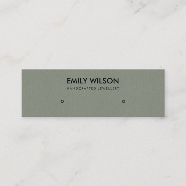 SIMPLE RUSTIC GREY KRAFT STUD EARRING DISPLAY LOGO MINI BUSINESS CARD (Front)
