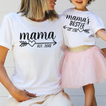 Simple Rustic Heart Arrow New Mom Mama T-Shirt<br><div class="desc">Customizable established date design with a rustic heart arrow for a new mom and for mommy and me matching shirts for moms and their kids.</div>