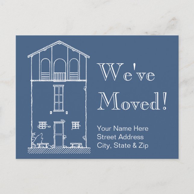 Simple Rustic House Blueprint New Address Moving Announcement Postcard (Front)
