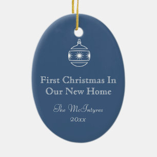 Simple Rustic House Blueprint New Address Moving Ceramic Ornament