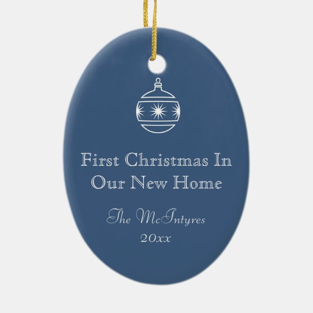 Simple Rustic House Blueprint New Address Moving Ceramic Ornament (Back)