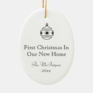 Simple Rustic House New Address Housewarming Ceramic Ornament