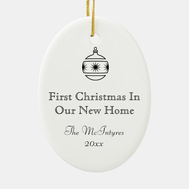 Simple Rustic House New Address Housewarming Ceramic Ornament (Back)
