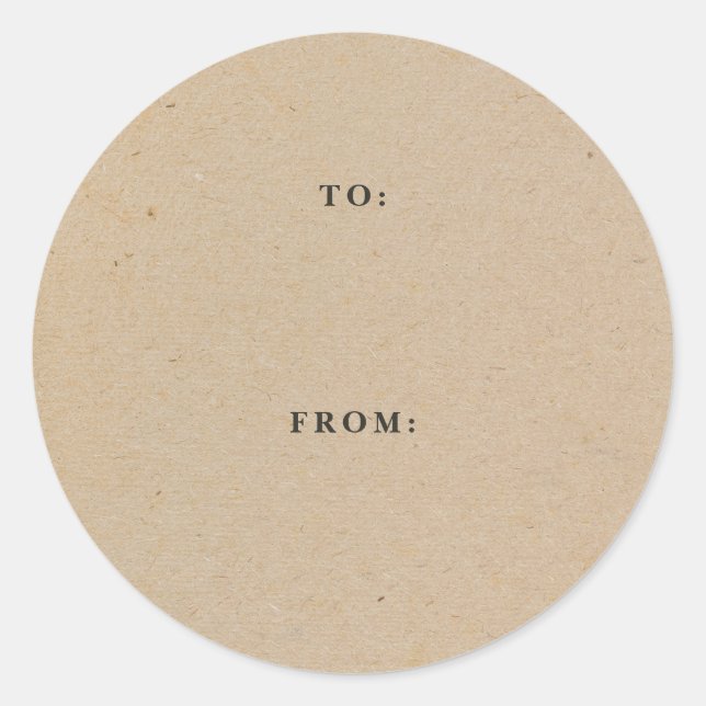 Simple Rustic Kraft Gift Classic Round Sticker (Front)