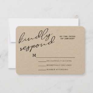 Simple Rustic Kraft Paper RSVP Cards