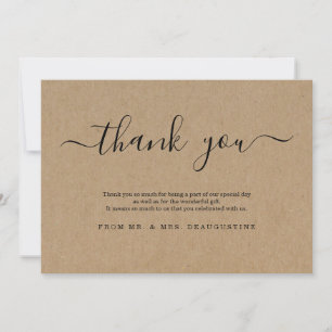 Simple Rustic Kraft Paper Thank You Card