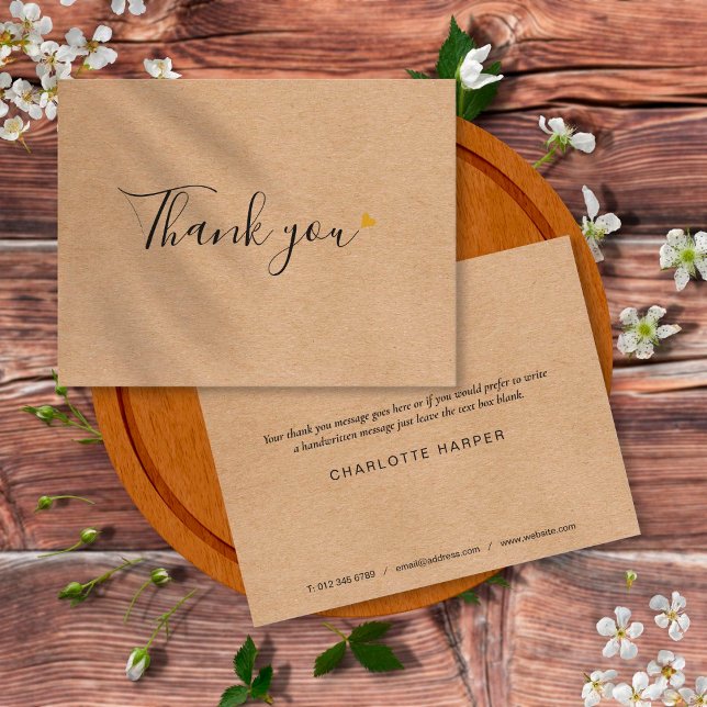 Simple Rustic Kraft Script Business Thank You Card (Creator Uploaded)