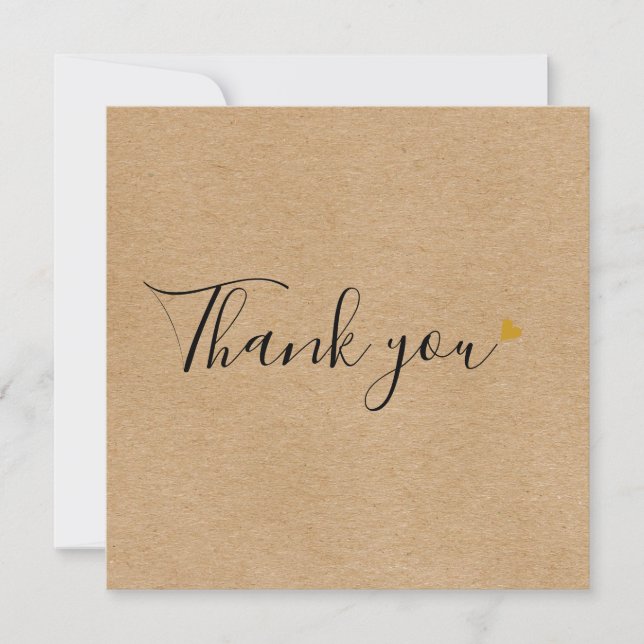Simple Rustic Kraft Script Business Thank You Card (Front)