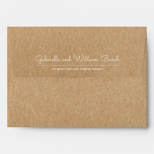 Simple Rustic Kraft Script Return Address Envelope (Back (Top Flap))