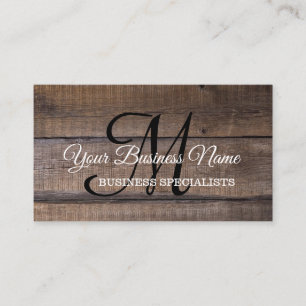 Simple Rustic Monogram Script Business Card