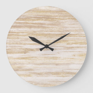 Simple Rustic Natural Beige Wood Large Clock