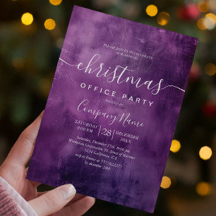 Simple Rustic Purple Christmas Office Party Invitation