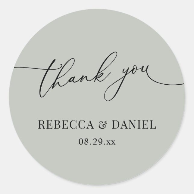 Simple Rustic Sage Green Favours Thank You Classic Round Sticker (Front)