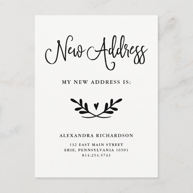 Simple Rustic Script | Change of Address Announcement Postcard (Front)