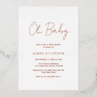 Simple Rustic Script Elegant Baby Shower Rose Gold