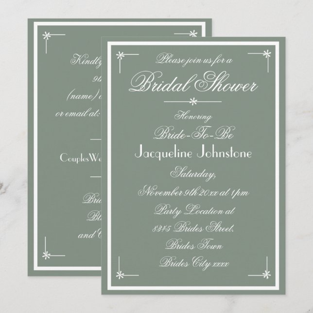 Simple Rustic Script Name RSVP Email Bridal Shower Invitation (Front/Back)