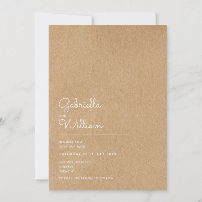 Simple Rustic Script Save the Date Invitation (Front)