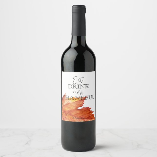 Simple Rustic Thanksgiving label. Wine Label (Front)