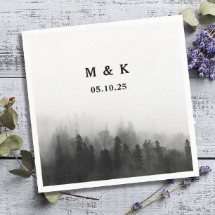 Simple Rustic Trees Personalized Wedding Monogram Napkin
