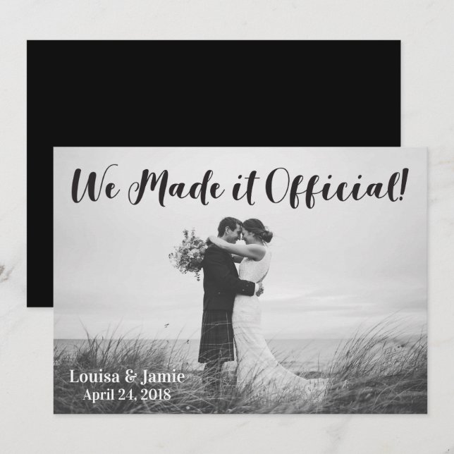 Simple Rustic We Made it Official Announcement (Front/Back)