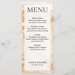 Simple Rustic Wedding Wood Tree bark Customizable Menu