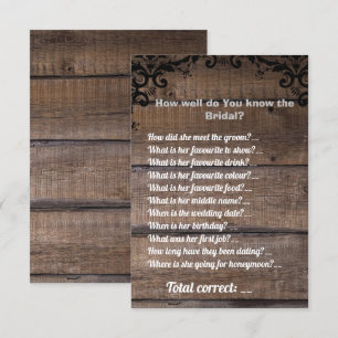 Simple Rustic Wood Bridal Shower Game Invitation