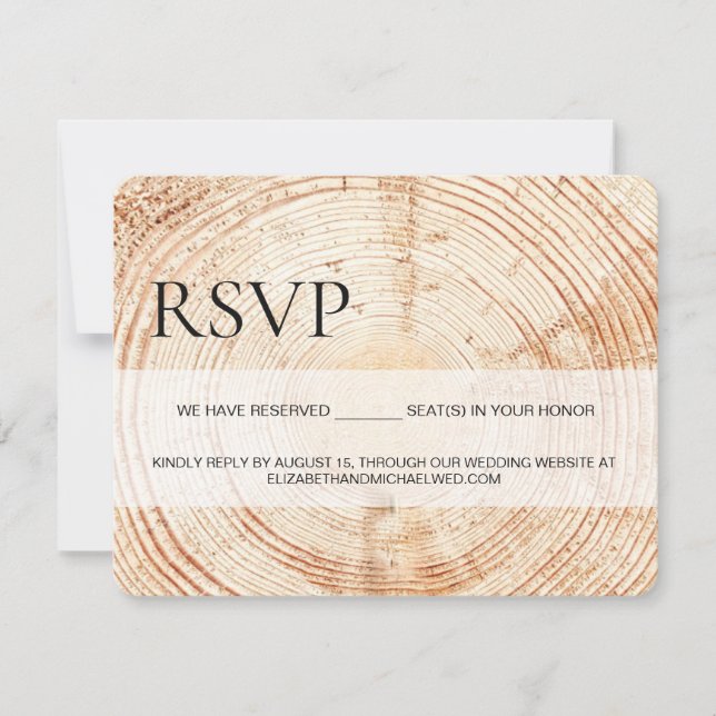 Simple Rustic Wood Grain RSVP reserved Seating Card (Front)