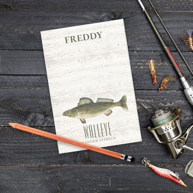 Simple Rustic Wood Nature Fisherman Walleye Custom Post-it Notes (Creator Uploaded)