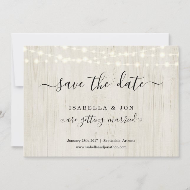 Simple Rustic Wood Save the Date Announcement (Front)