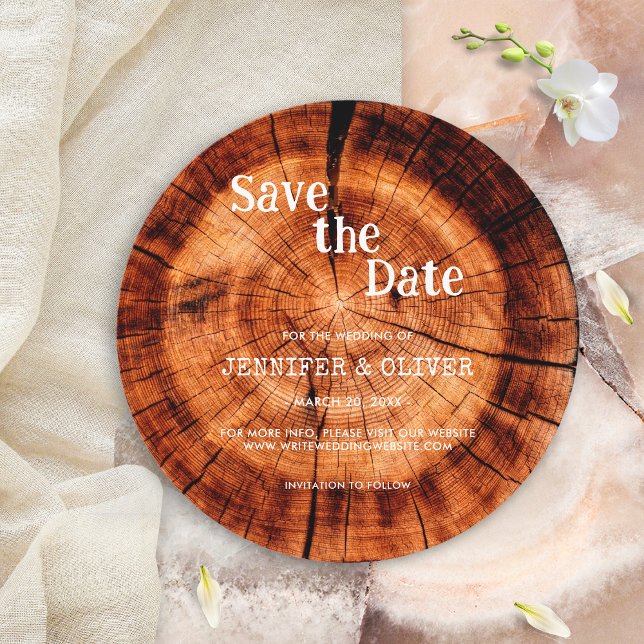 Simple Rustic Wood Tree Bark Wedding Save The Date (Creator Uploaded)
