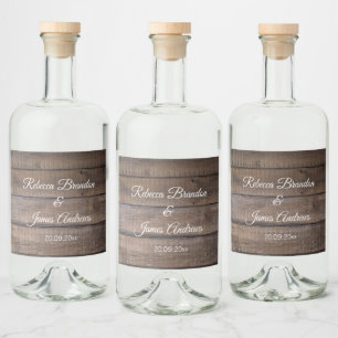 Simple Rustic Wood Wedding Engagement Party Liquor Bottle Label