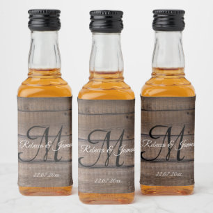 Simple Rustic Wood Wedding Personalized Liquor Bottle Label