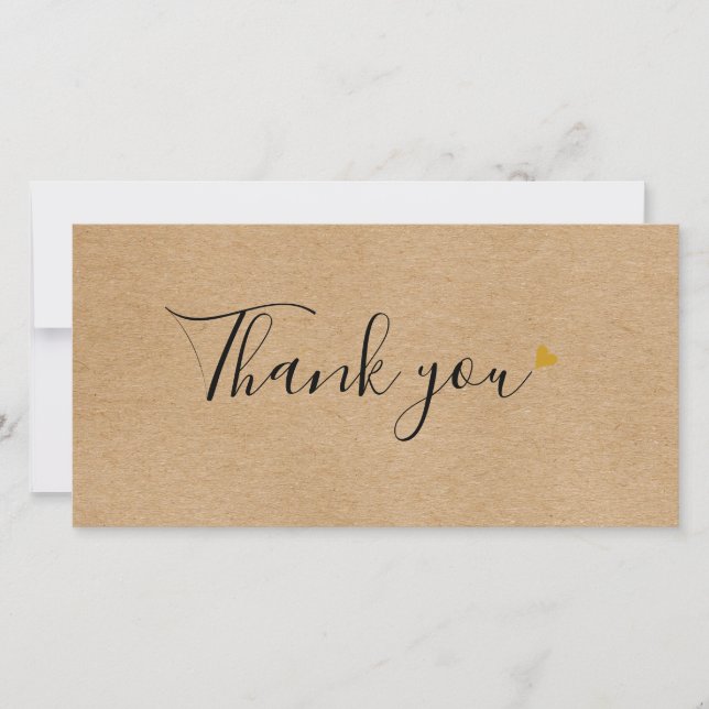 Simple Rustique Script Kraft Carte de remerciement (Devant)