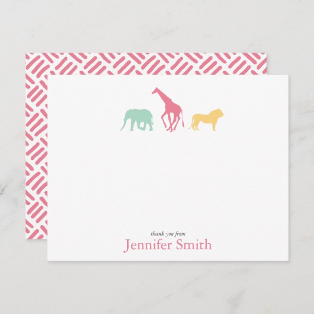 Simple Safari Animal Personalize Stationery Invitation (Front/Back)