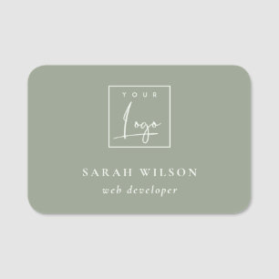 Simple Saga Green Custom Promotional Business Logo Name Tag